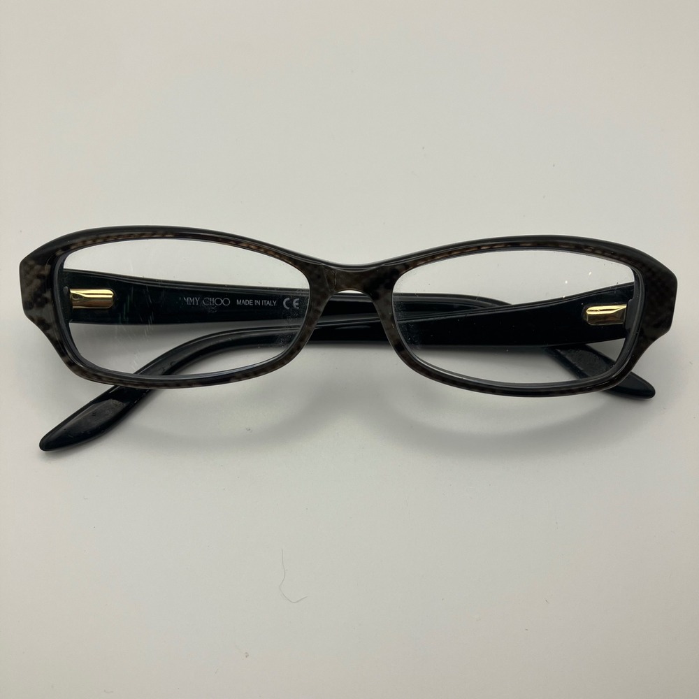 Jimmy Choo Eyeglasses Designer Frames Italy Brown Green Snakeskin w/Gold Accents